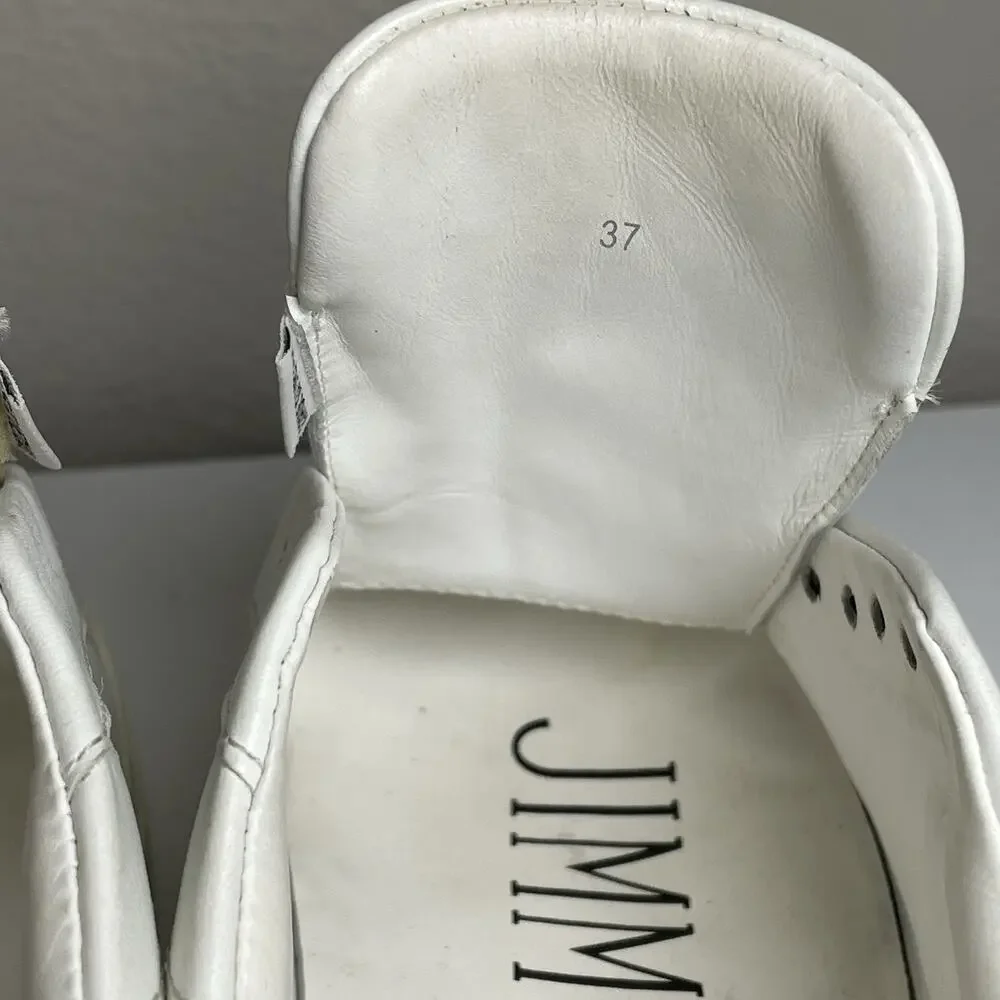 Jimmy Choo ROME Low Top Sneakers Women’s 37 / 7 US White Leather Classic Minimal